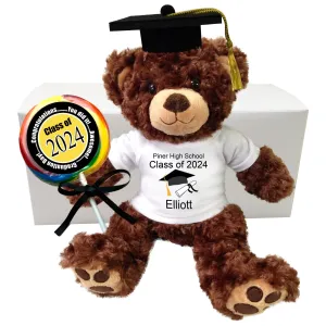 Graduation Teddy Bear Personalized Gift Set - 13" Brown Vera Bear