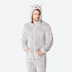 Grauer Teddybär Onesie Herren
