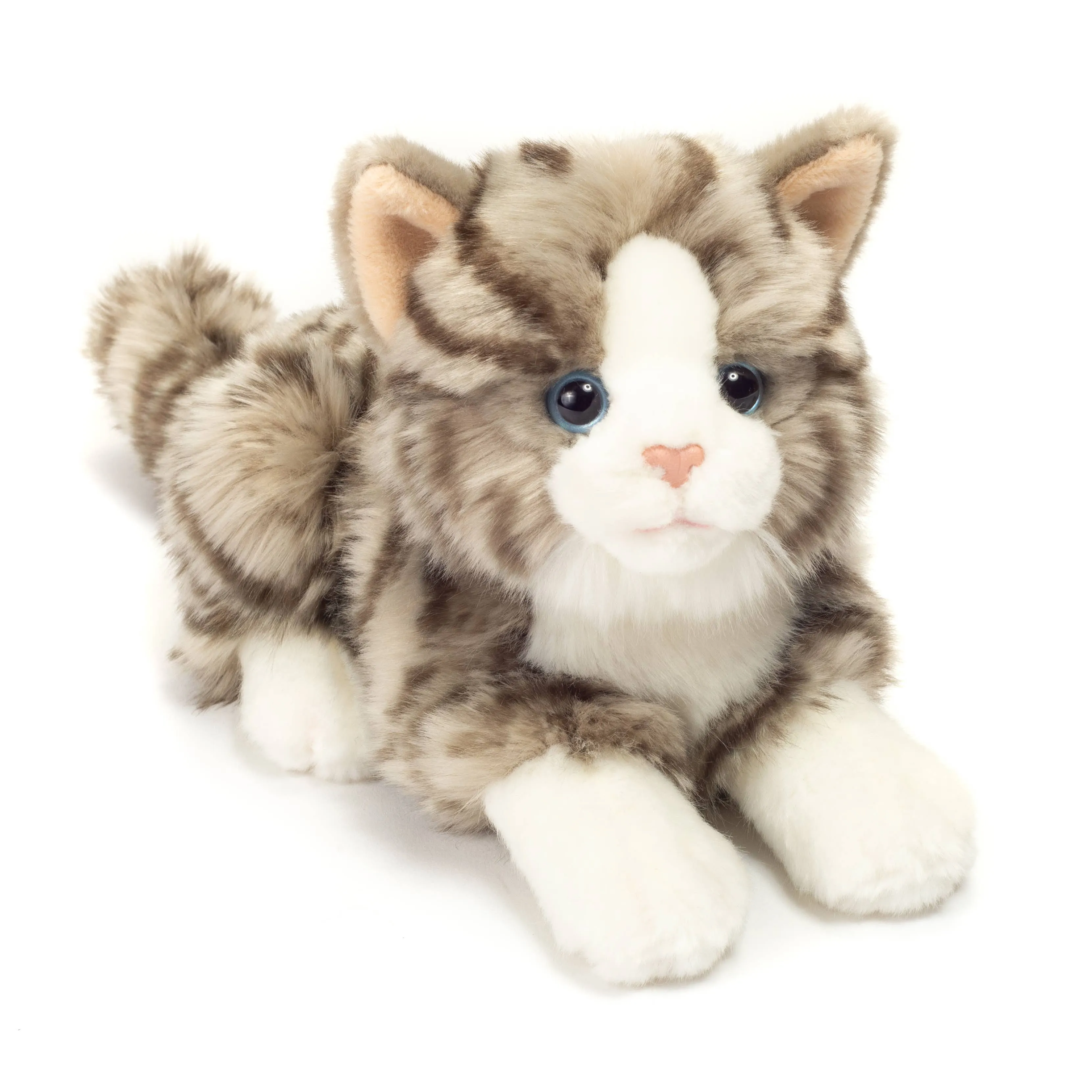 Gray and White Lying Tabby Cat Super Soft by Teddy Hermann