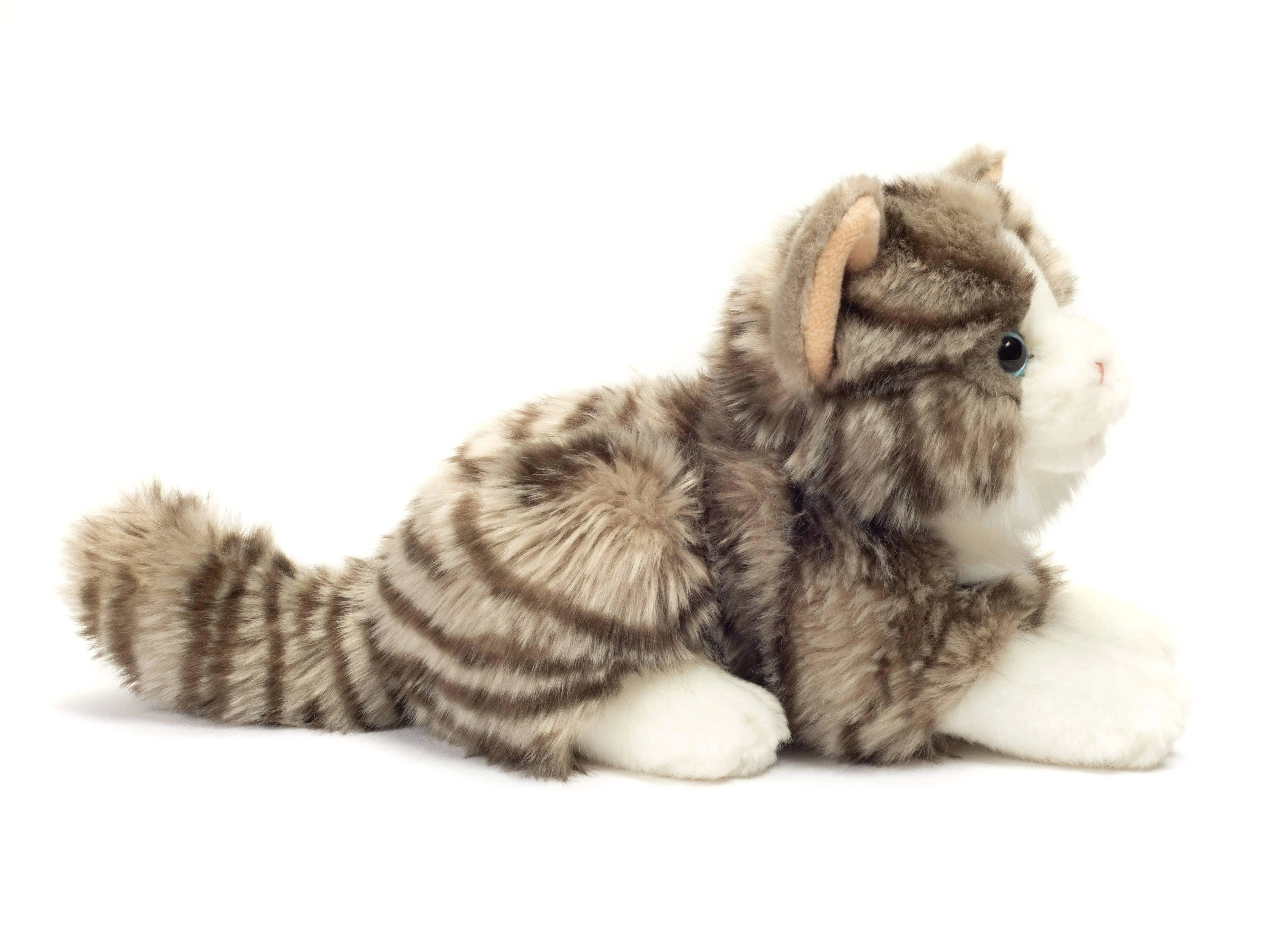 Gray and White Lying Tabby Cat Super Soft by Teddy Hermann