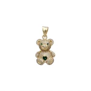 Green Zirconia Teddy Bear Pendant (14K)