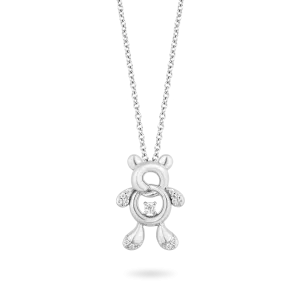Hallmark Fine Jewelry Tiny Teddybear Pendant in Sterling Silver with 1/10 Cttw of Diamonds