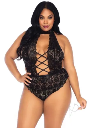 High Neck Teddy Thong 1x-2x Black