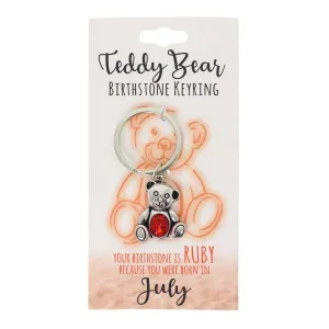 July Teddy Bear Birthstone Keyring