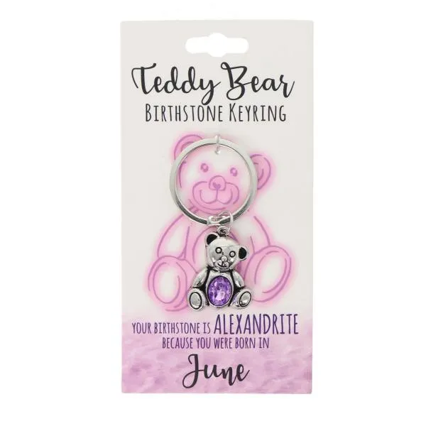 June Teddy Bear Birthstone Keyring
