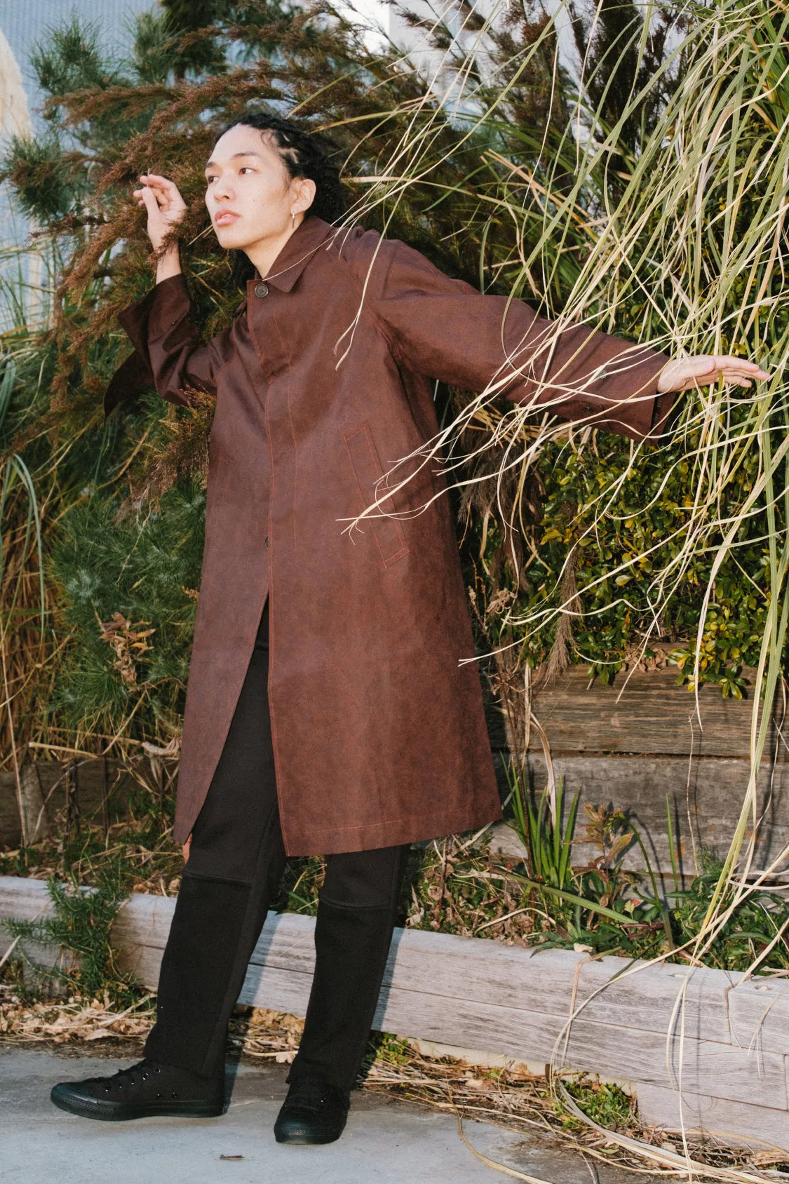 KAKISHIBU MAC COAT /  traditional crafted textile