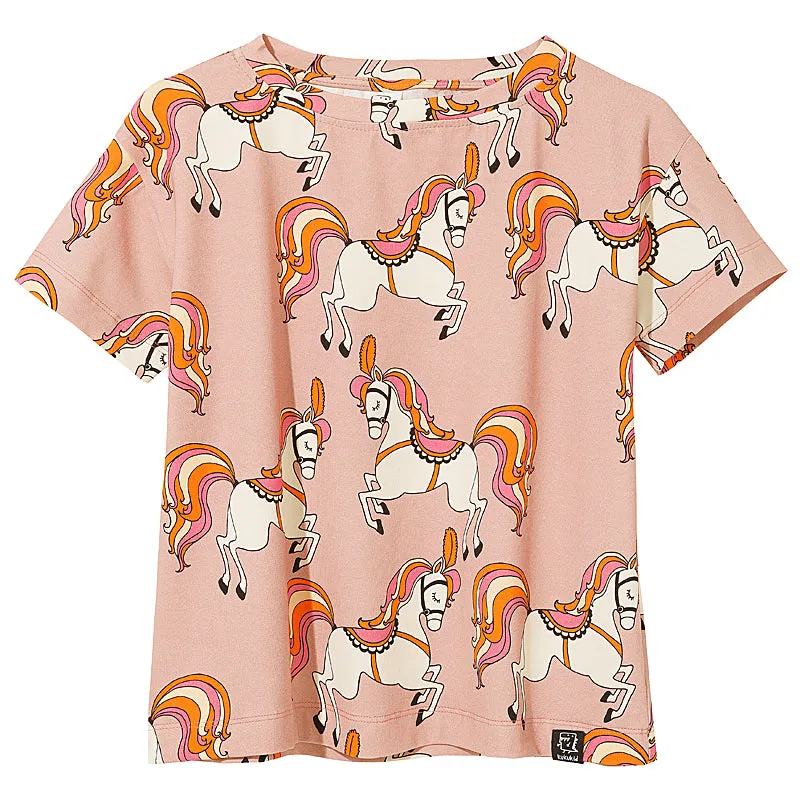 Kukukid T-Shirt - Pale Pink Horse