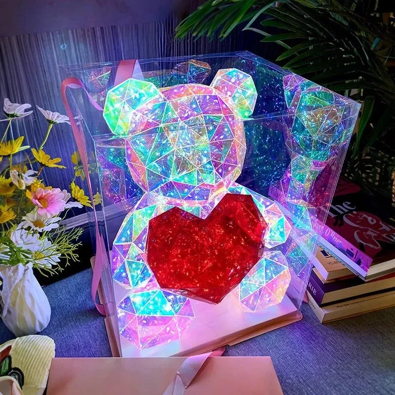 Led Light Up Teddy Bear - Gorgeous Shining LED Teddy Bear Holding a Red Heart