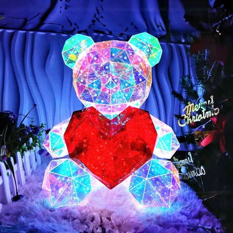 Led Light Up Teddy Bear - Gorgeous Shining LED Teddy Bear Holding a Red Heart