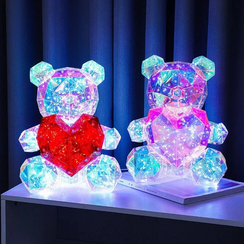 Led Light Up Teddy Bear - Gorgeous Shining LED Teddy Bear Holding a Red Heart