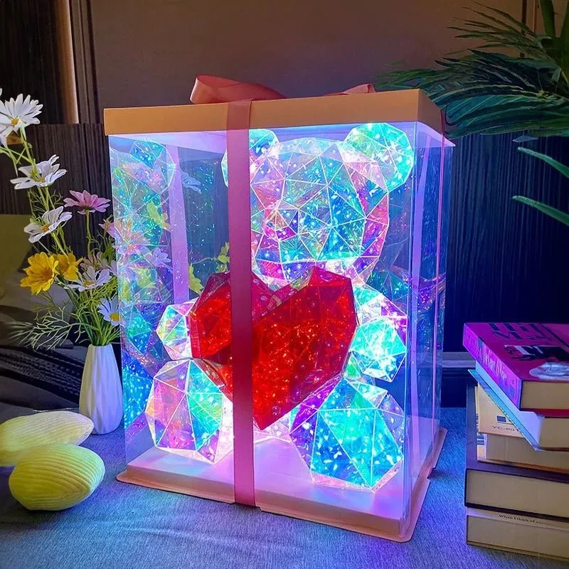 Led Light Up Teddy Bear - Gorgeous Shining LED Teddy Bear Holding a Red Heart