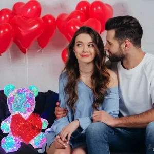 Led Light Up Teddy Bear - Gorgeous Shining LED Teddy Bear Holding a Red Heart