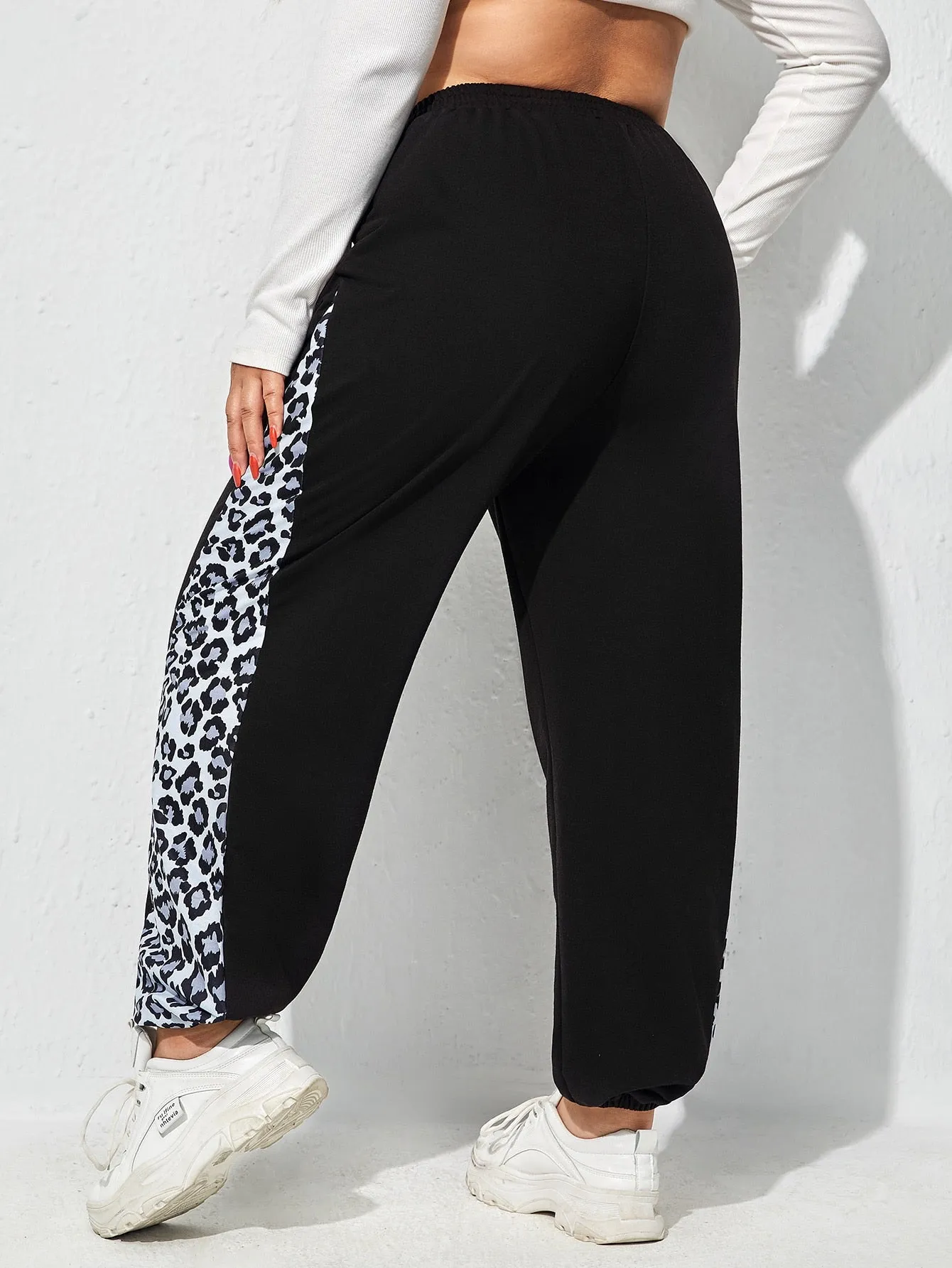 Leopard High Waist Long Plus Size Sweatpants