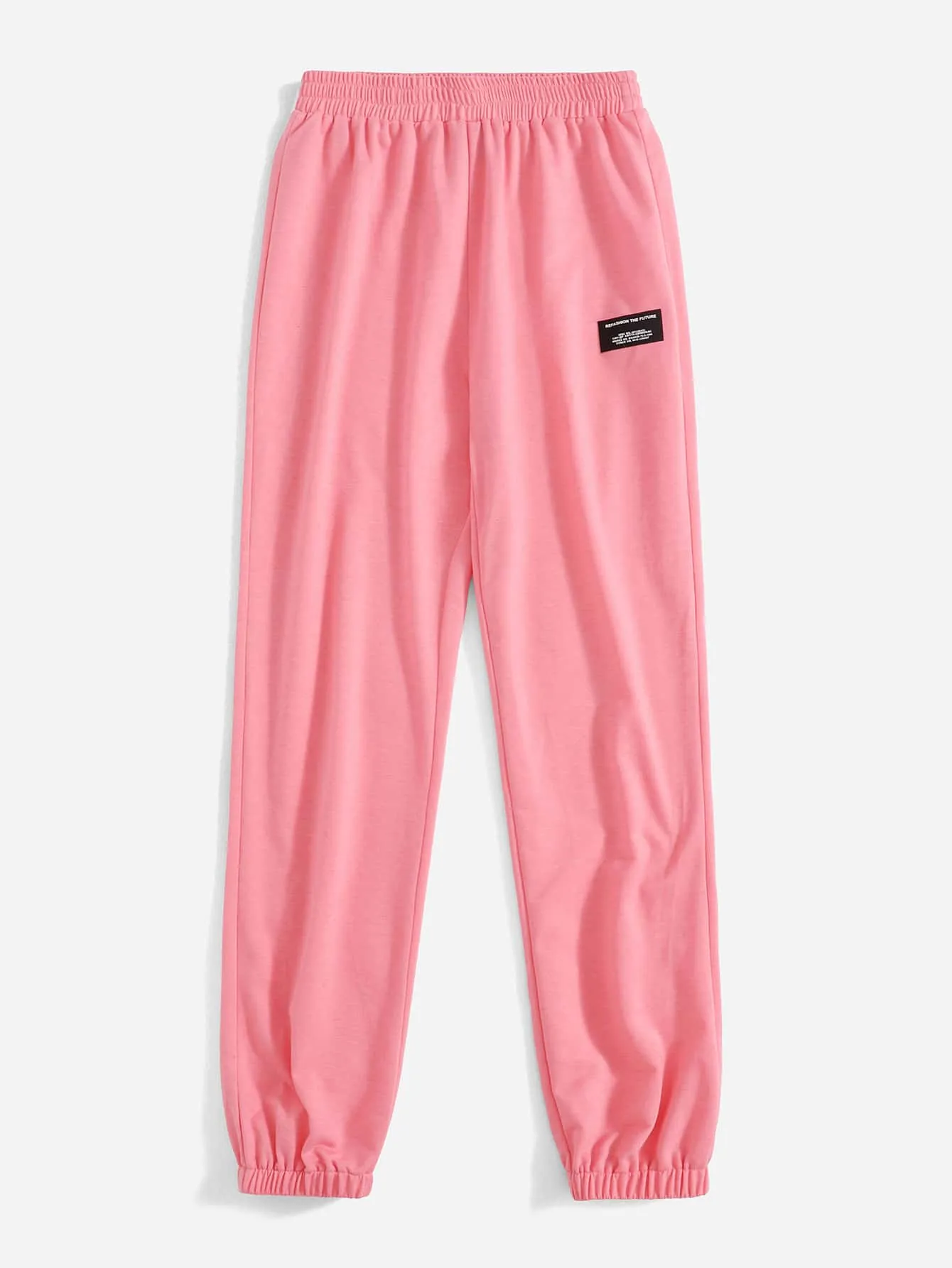 Letter Patched Natural Long Women Sweatpants
