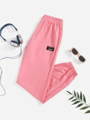 Letter Patched Natural Long Women Sweatpants
