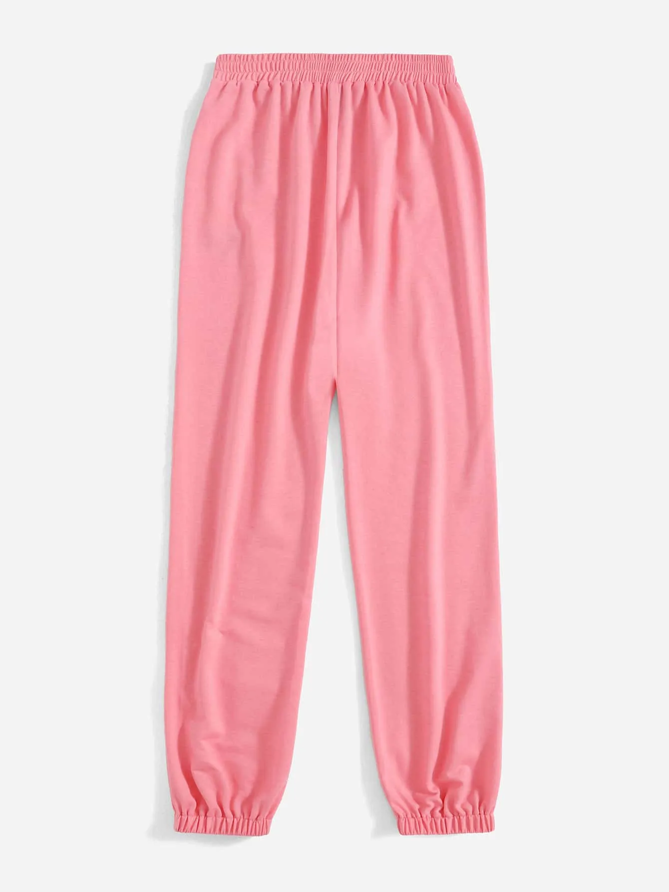 Letter Patched Natural Long Women Sweatpants