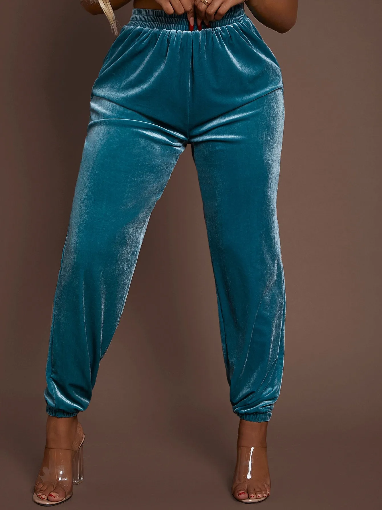 Letter Rhinestone High Waist Long Women Sweatpants