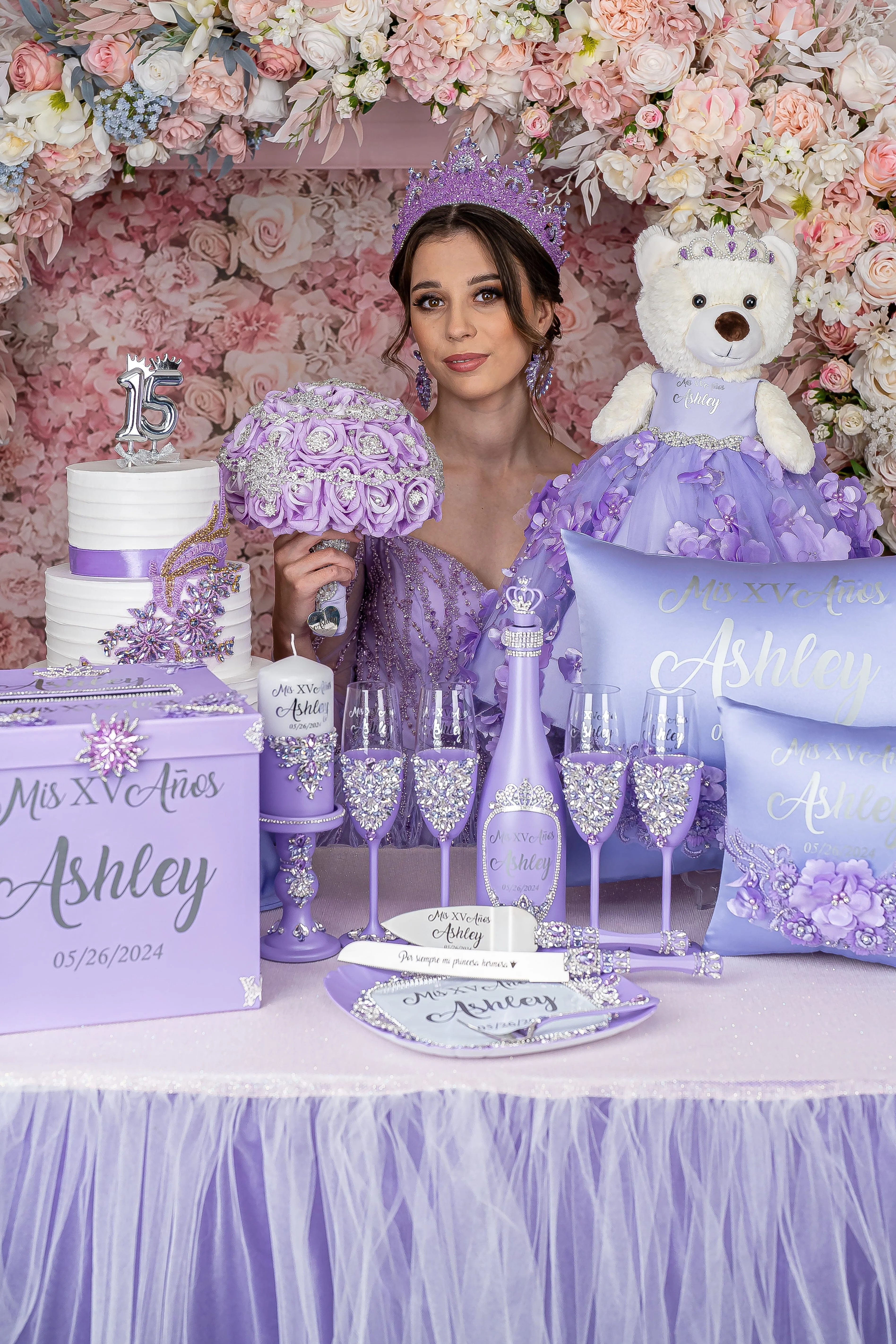 Lilac last teddy bear for quinceanera