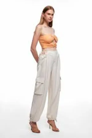 Linen cargo offwhite trouser