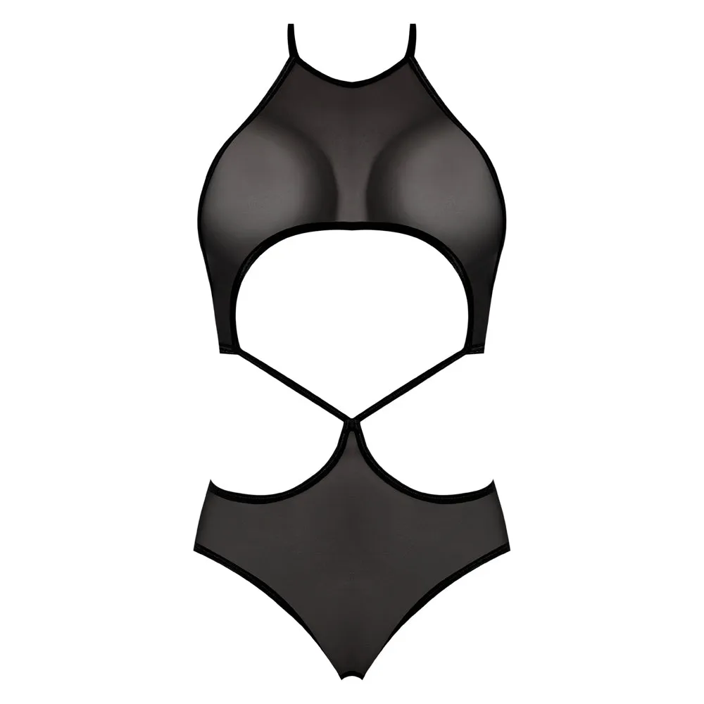 Magic Silk Forever Mesh Crotchless Underboob Teddy With Split Back Black S/M