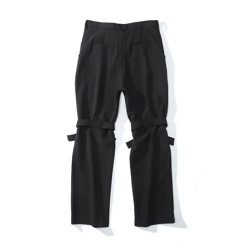 Man Fall Outfits Cargo Pants Ribbon Leggings Straight Casual Pants Men's Micro Flared Trousers