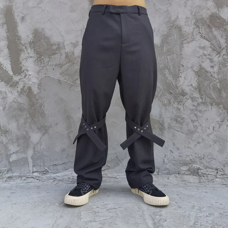 Man Fall Outfits Cargo Pants Ribbon Leggings Straight Casual Pants Men's Micro Flared Trousers