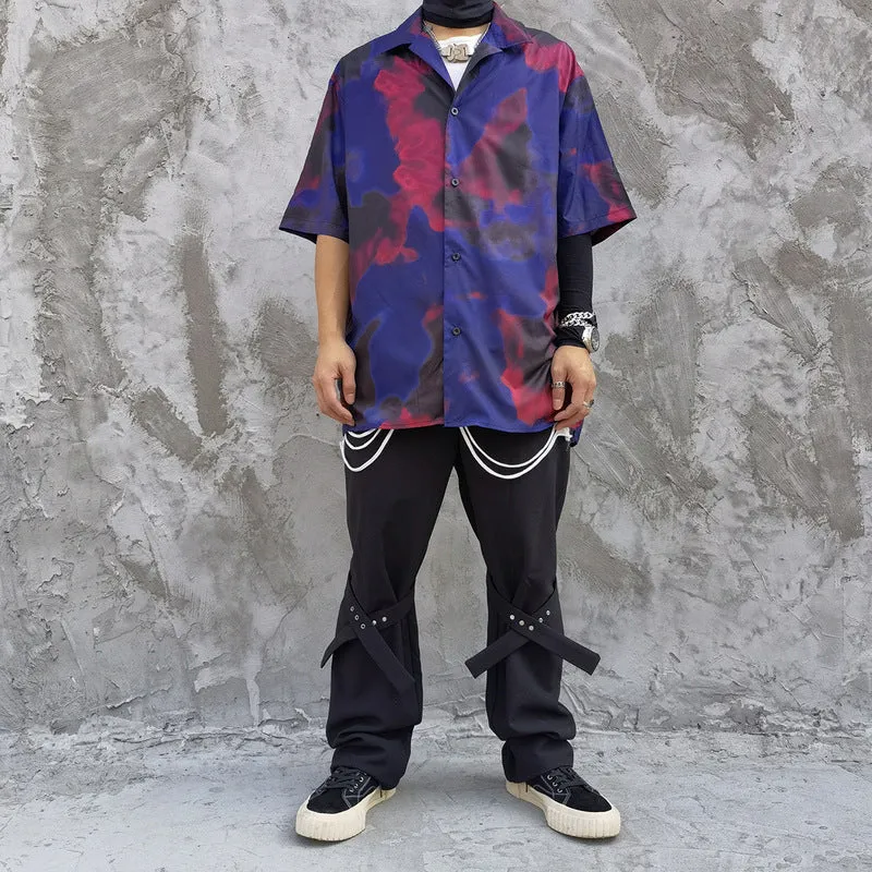 Man Fall Outfits Cargo Pants Ribbon Leggings Straight Casual Pants Men's Micro Flared Trousers