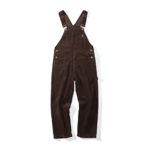 Man Fall Outfits Cargo Pants Suspender Pants Men and Women Autumn Loose Solid Color Corduroy Retro Casual Jumpsuit
