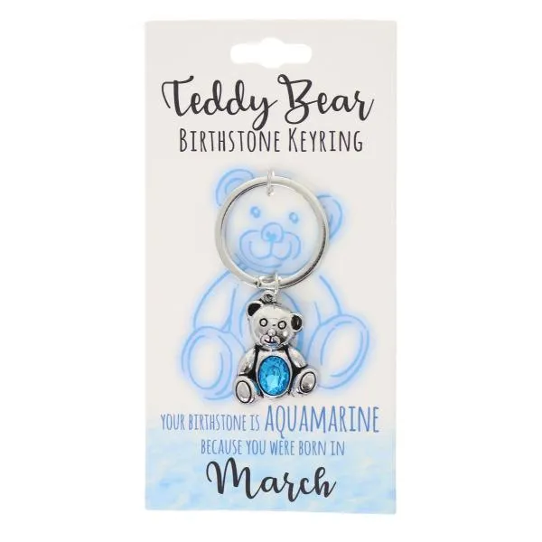 March Teddy Bear Birthstone Keyring