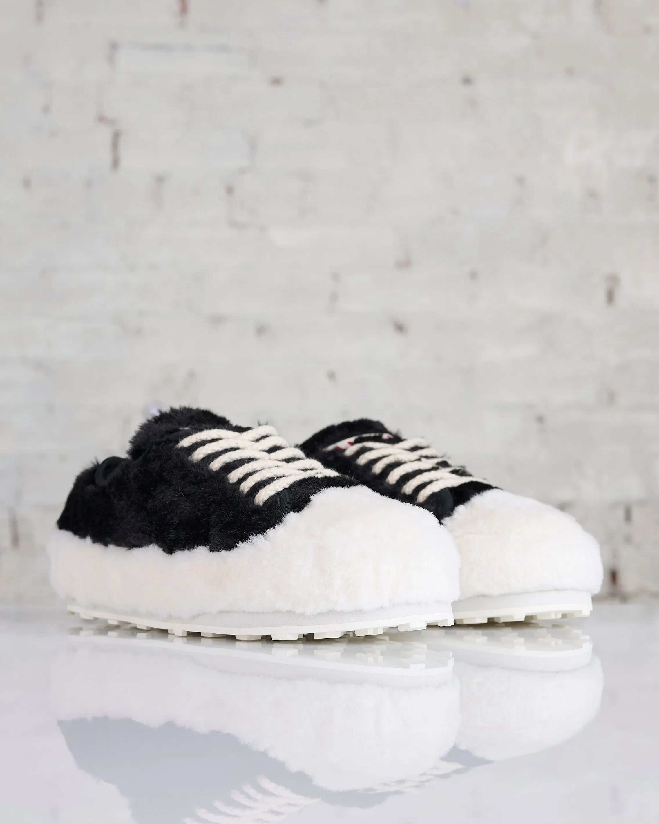 Marni Teddy Fabric Sneaker Lily White Black
