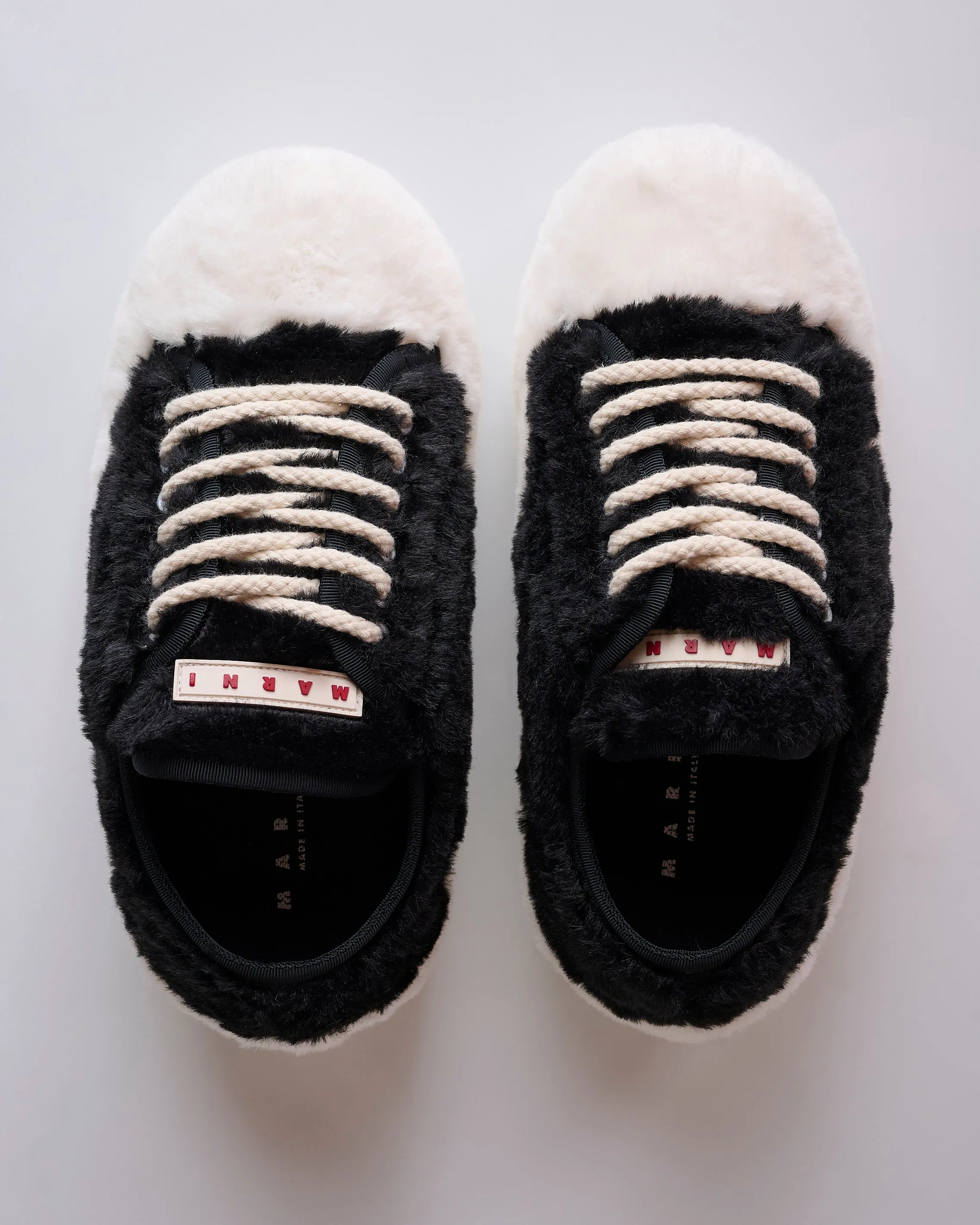 Marni Teddy Fabric Sneaker Lily White Black