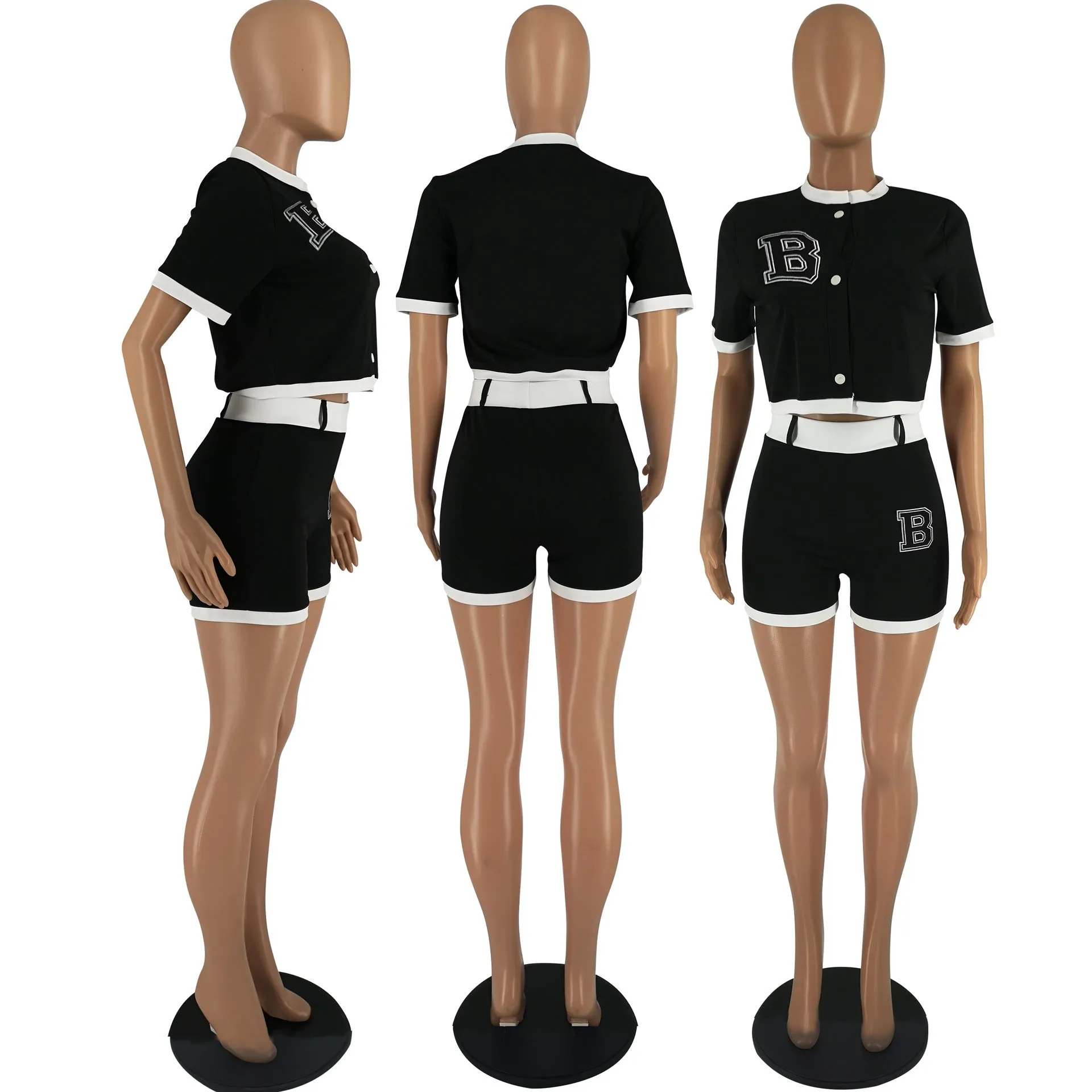 MB FASHION Cropped Varsity Jacket and High-Waisted Shorts Set 2122LY