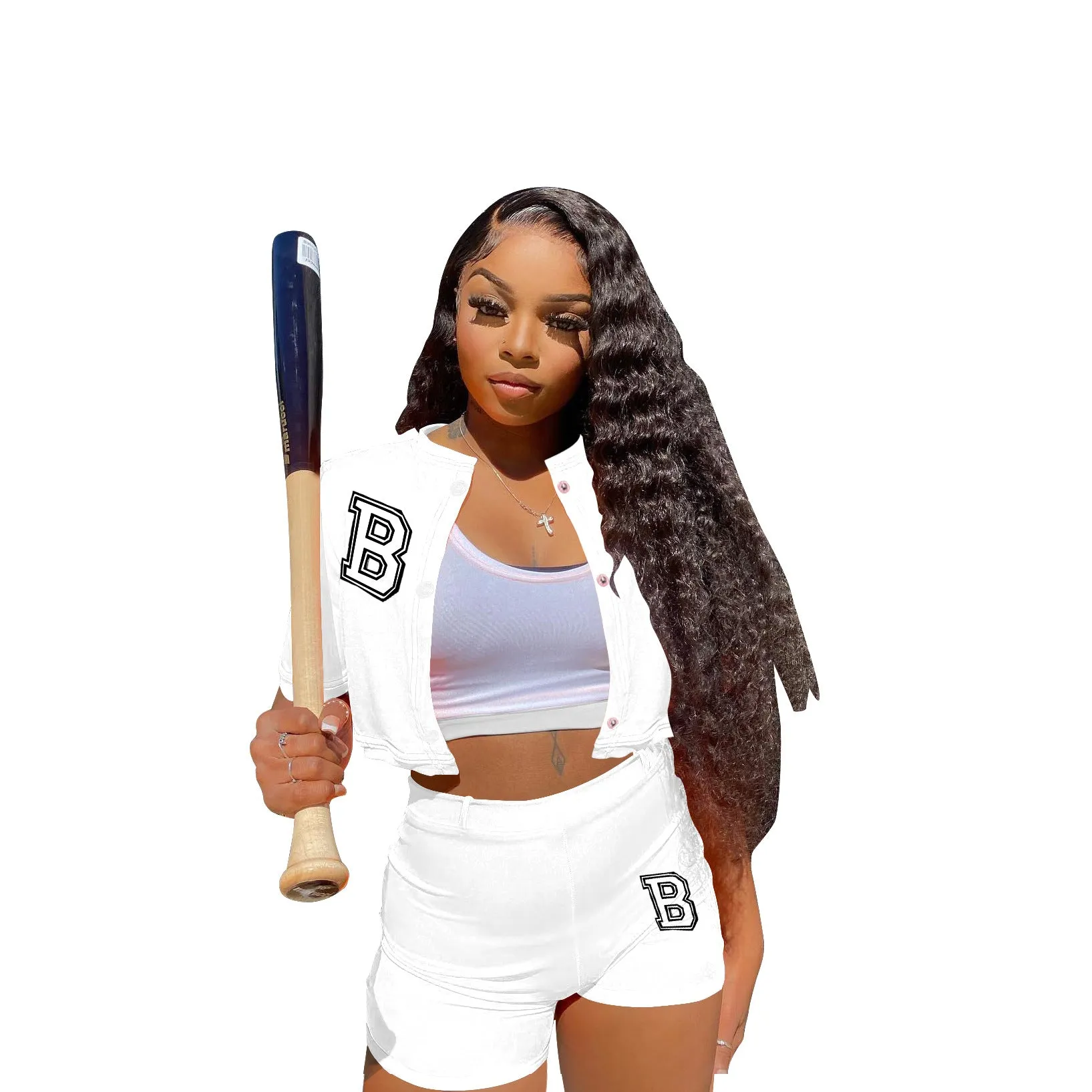 MB FASHION Cropped Varsity Jacket and High-Waisted Shorts Set 2122LY