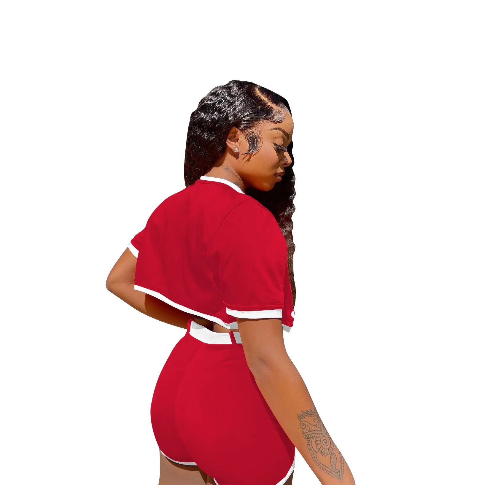MB FASHION Cropped Varsity Jacket and High-Waisted Shorts Set 2122LY