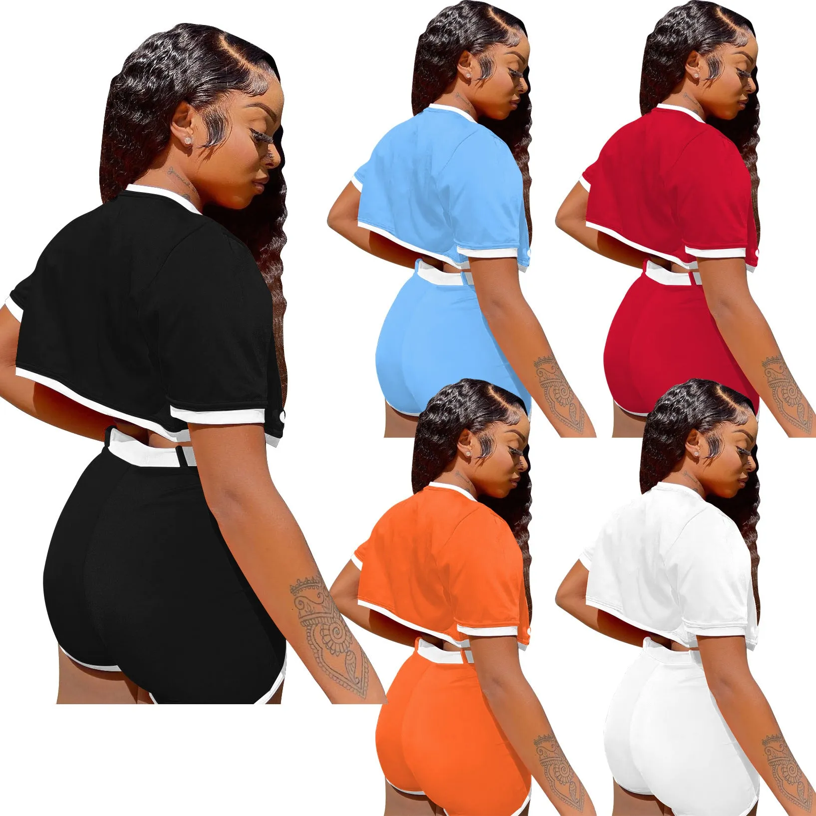 MB FASHION Cropped Varsity Jacket and High-Waisted Shorts Set 2122LY