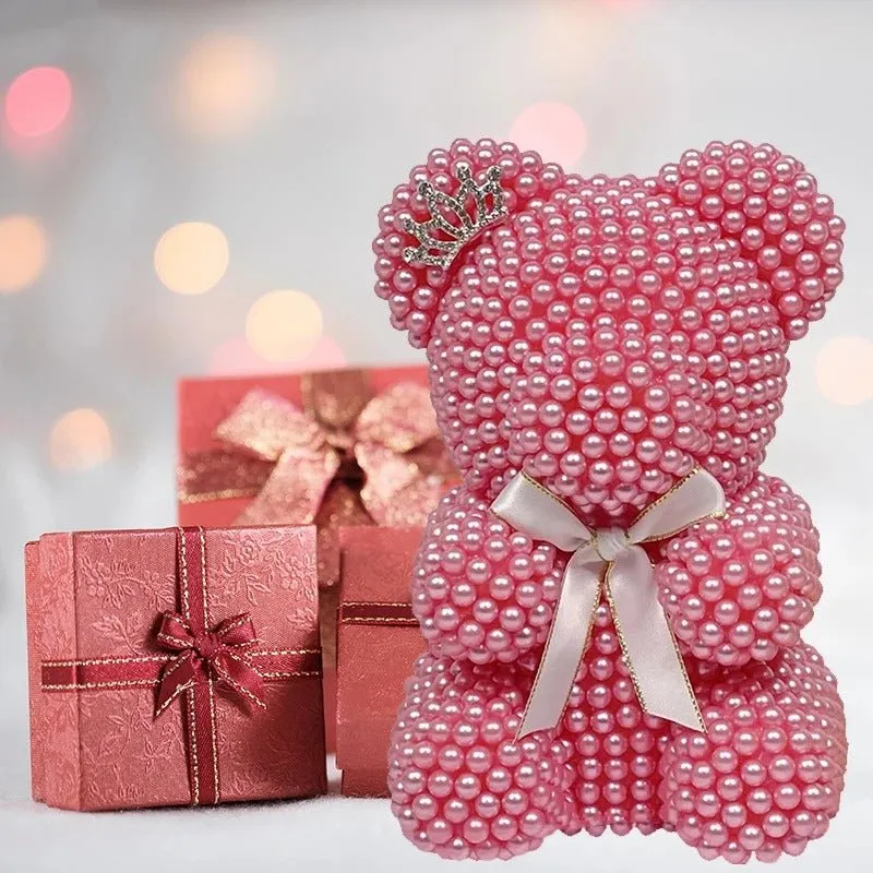 Medium Pearl Teddy Bear - Fashion Valentine’s Day Gift 25cm Pearl Bear Artificial Decoration