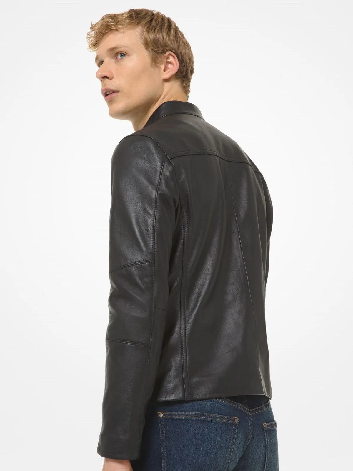 Men Black Leather Biker Jacket