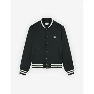 Men Teddy Blouson In Cotton With Grey Fox Head - Black