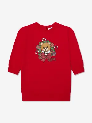 Moschino Baby Girls Holiday Sweater Dress in Red