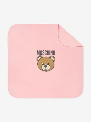 Moschino Baby Girls Teddy Logo Blanket in Pink (70cm)