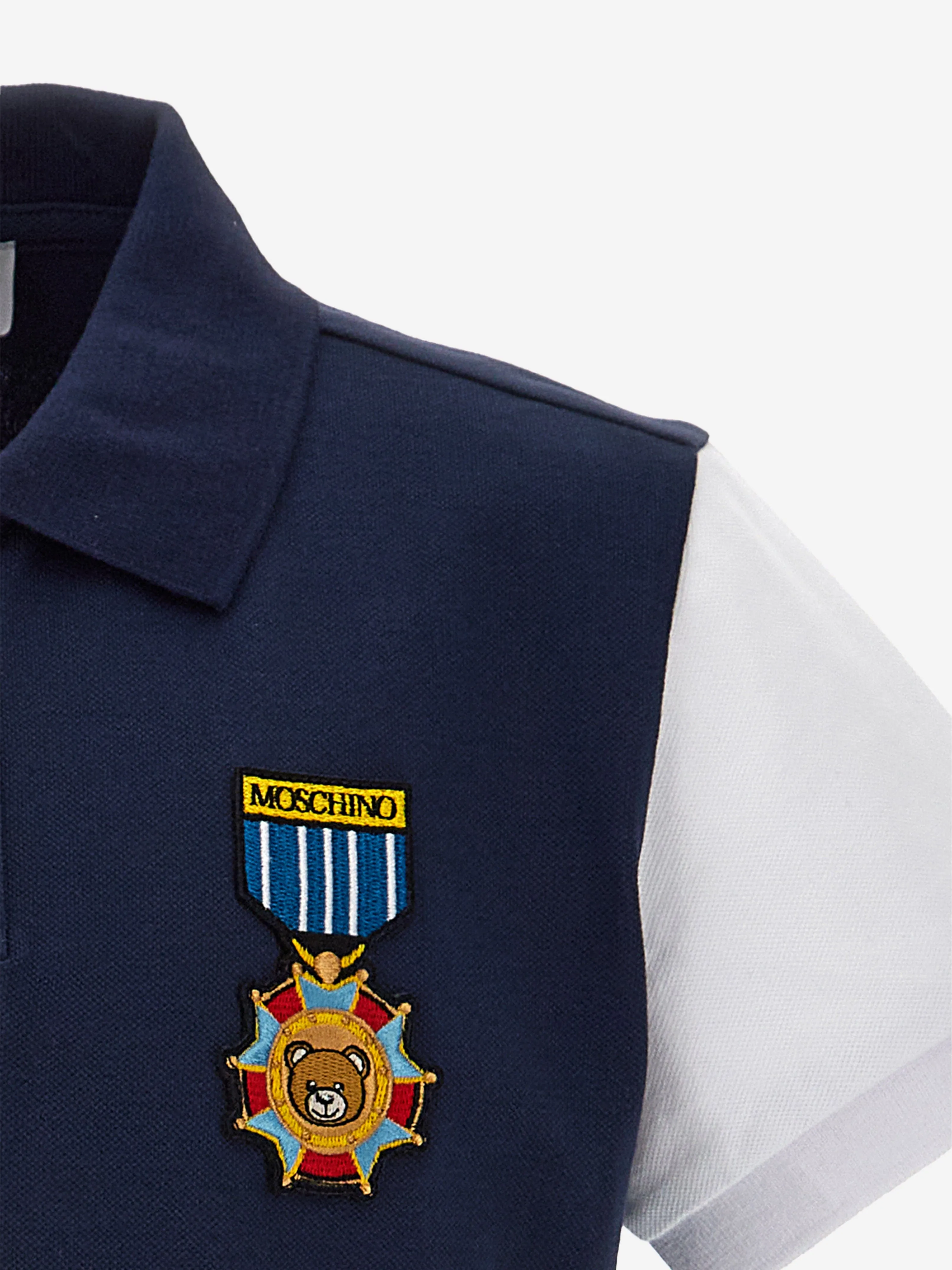 Moschino Boys Medallion Polo Shirt in Navy