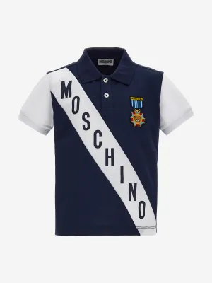 Moschino Boys Medallion Polo Shirt in Navy