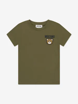 Moschino Boys Teddy Logo T-Shirt in Green