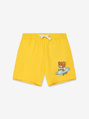 Moschino Boys Teddy Surfer Swim Shorts in Yellow