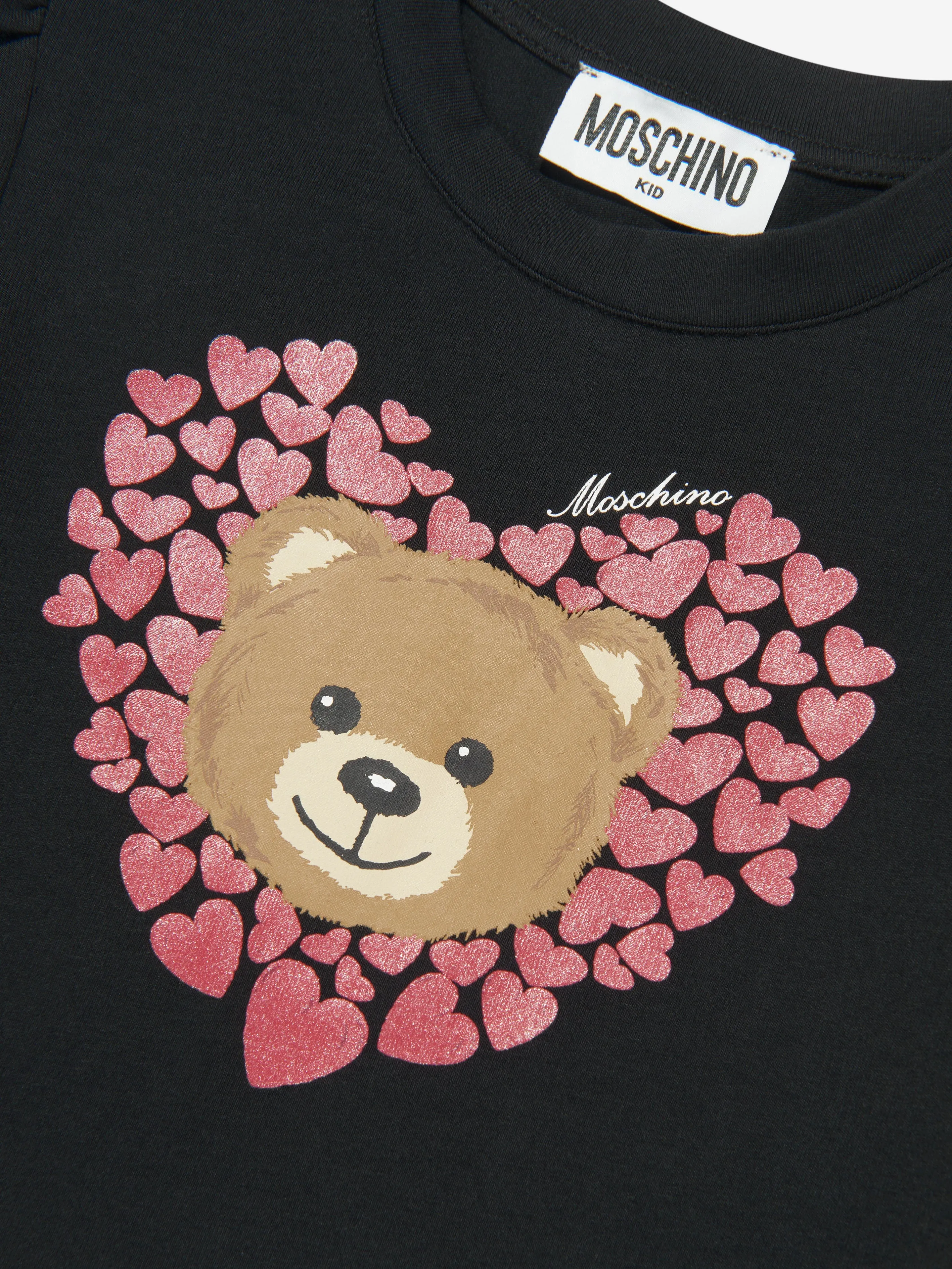 Moschino Girls Long Sleeve Teddy T-Shirt in Black