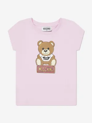 Moschino Girls Teddy Bear T-Shirt in Pink