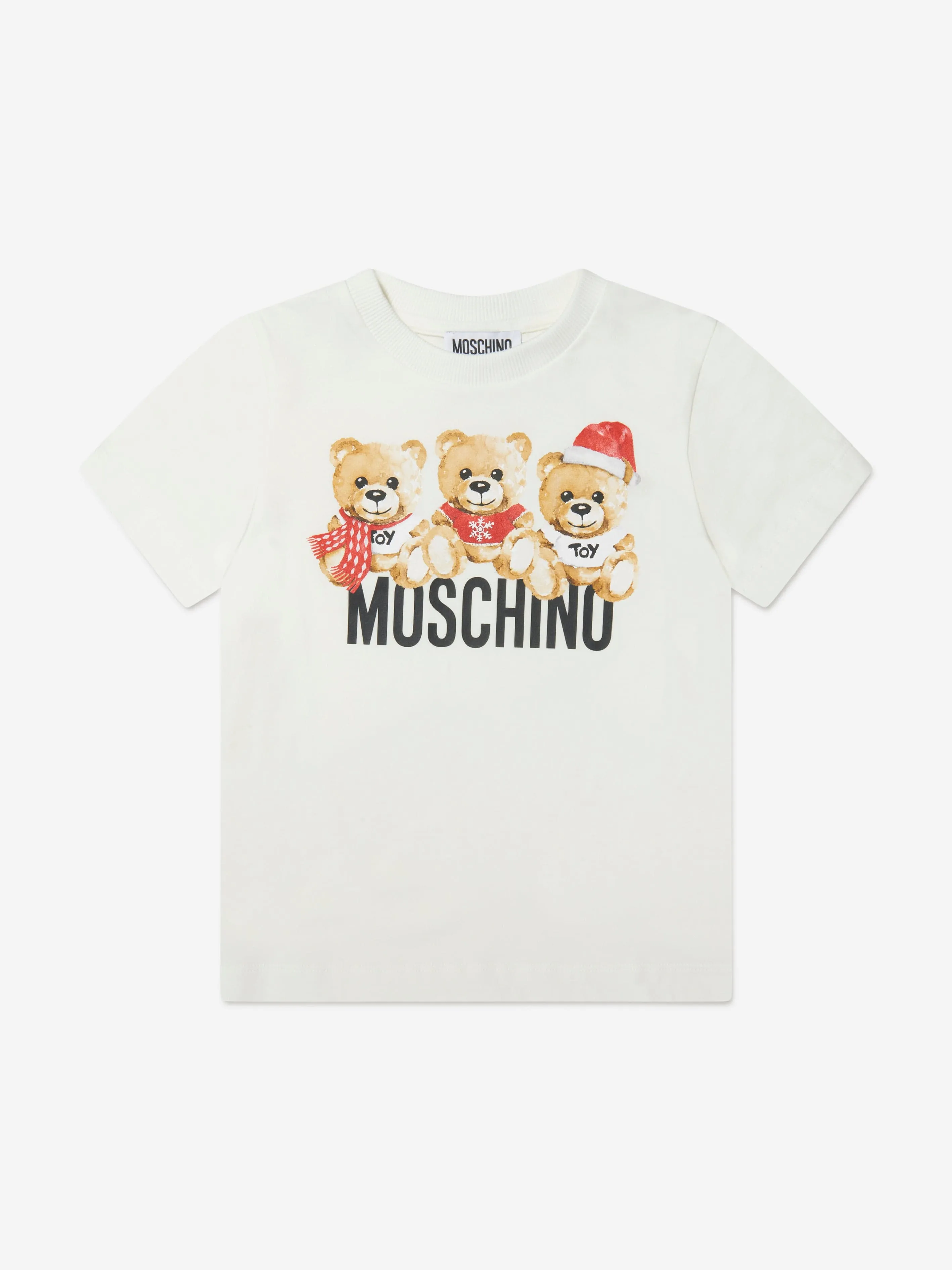 Moschino Kids Holiday Teddy Bears T-Shirt in Ivory