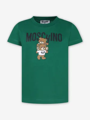 Moschino Kids Teddy Bear Logo T-Shirt in Green