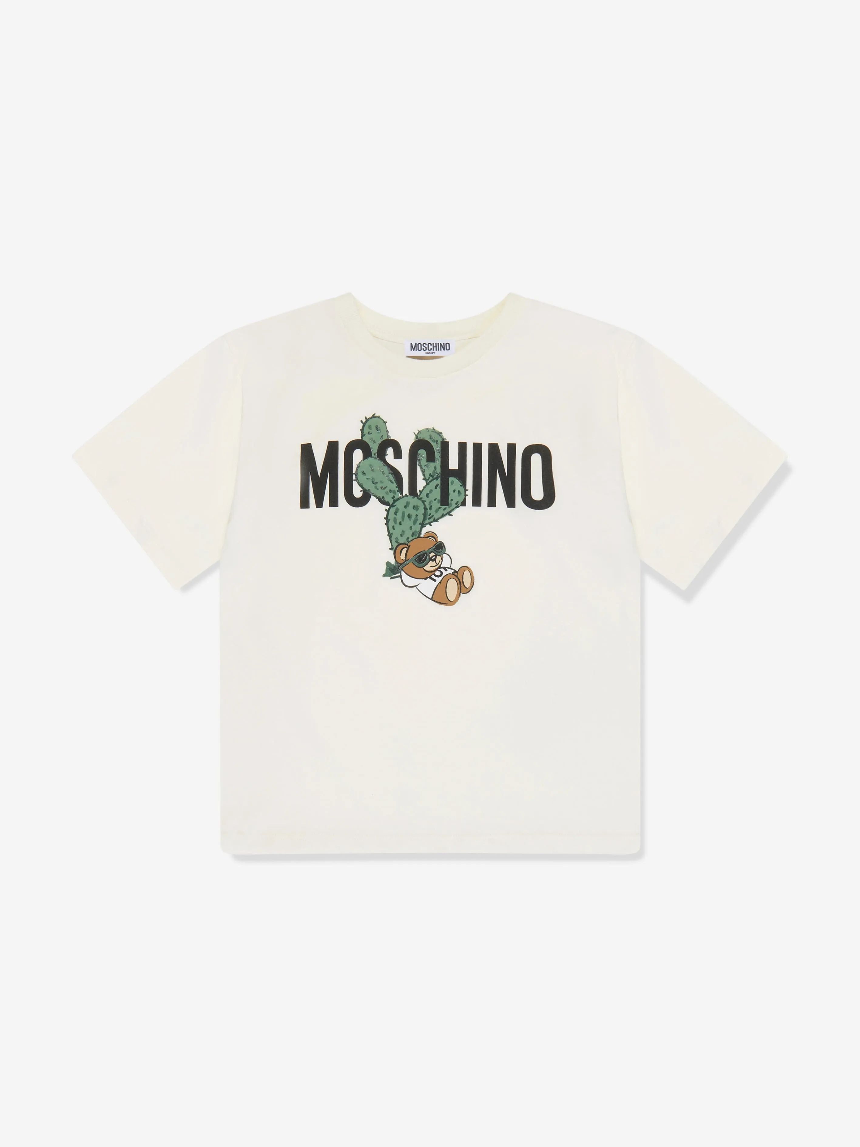 Moschino Kids Teddy Logo T-Shirt in Ivory