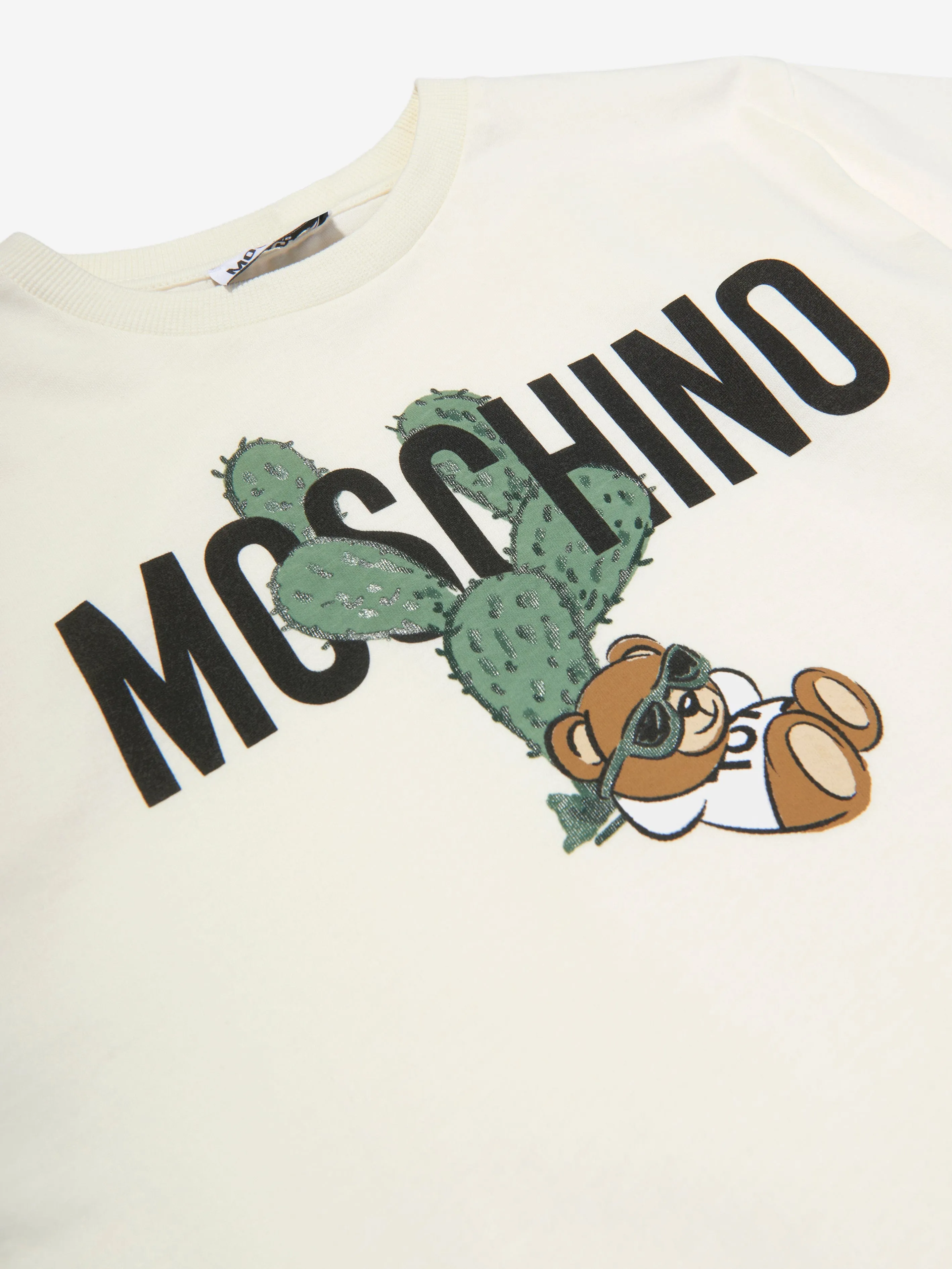 Moschino Kids Teddy Logo T-Shirt in Ivory